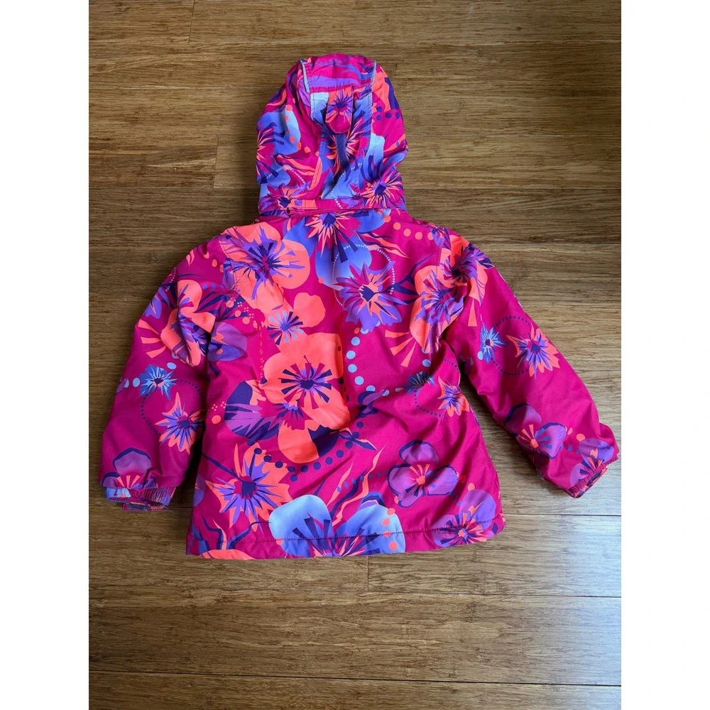 KAMIK Thermal Ski Jacket Kid 5 Boho Coquette Bright Pink Floral Insulated Hooded
